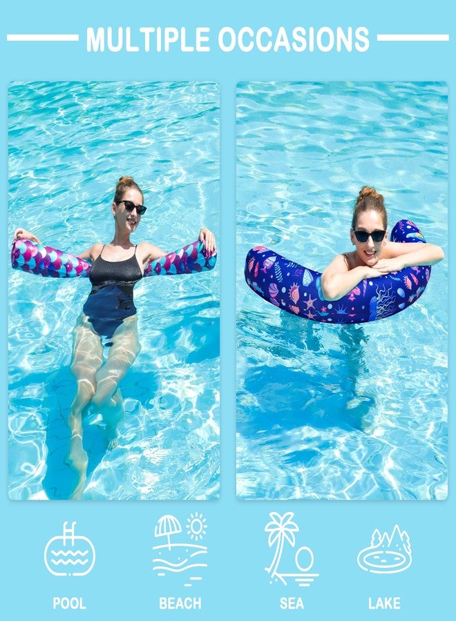 Parentswell Inflatable Swimming Noodles Set - 2 Pack Pool Noodle Curved Swimming Pool Floats, Pool Noodles Floats for Adults, for Summer Beach Pool Party Games Summer Vacation Sea Beach Lake（Purple & Blue） - Image 5