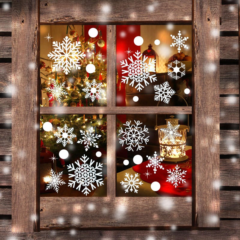 DHQH Christmas Snowflake Window Clings for Glass Windows  3 Sheets Snowflakes Decorations Christmas Window Stickers for Party Holiday Office Winter Decorations - Image 2