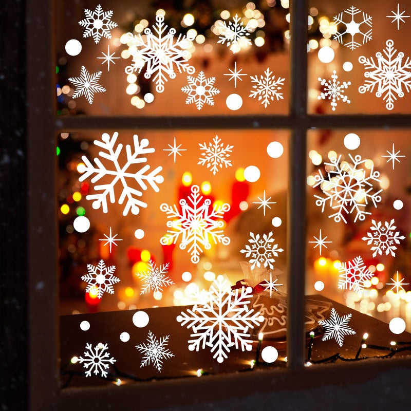 DHQH Christmas Snowflake Window Clings for Glass Windows  3 Sheets Snowflakes Decorations Christmas Window Stickers for Party Holiday Office Winter Decorations - Image 1