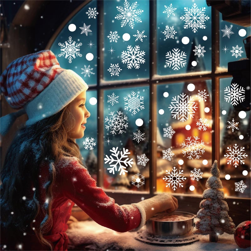 DHQH Christmas Snowflake Window Clings for Glass Windows  3 Sheets Snowflakes Decorations Christmas Window Stickers for Party Holiday Office Winter Decorations - Image 5
