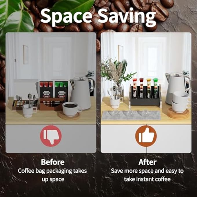NIUBEE Acrylic Coffee Station Organizer Instant Coffee Holder  Bag Rack Set Up For Countertop - Image 5
