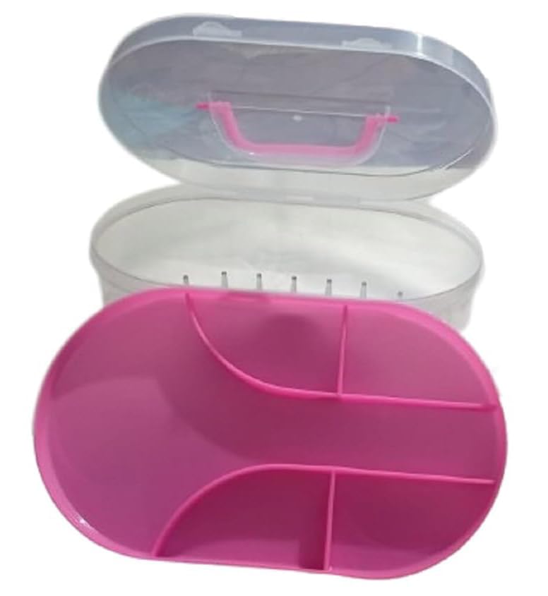 SKYLII Skylii Plastic Empty Sewing Set kit Round Storage Box for Needle Thread and Scissor Storage up to 37 Reels Sewing Thread Box Needle Storage Box Set of 1 Multicolour  - Image 2