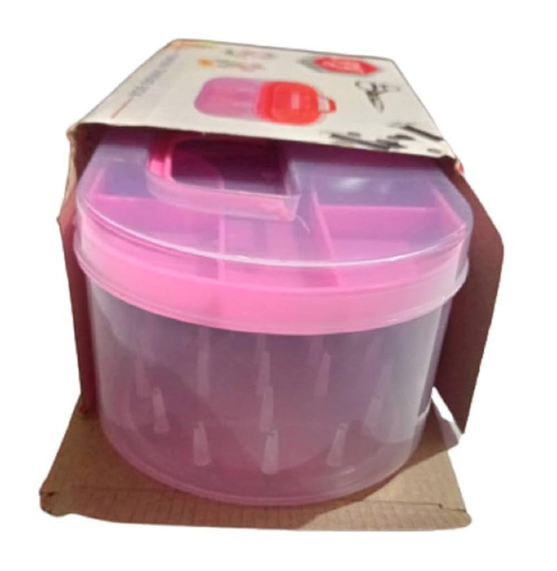 SKYLII Skylii Plastic Empty Sewing Set kit Round Storage Box for Needle Thread and Scissor Storage up to 37 Reels Sewing Thread Box Needle Storage Box Set of 1 Multicolour  - Image 4