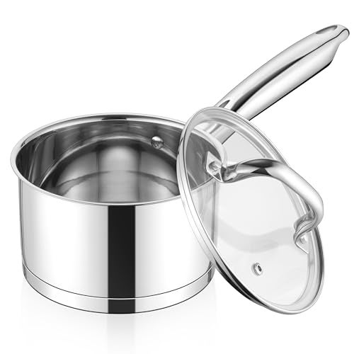 E-far Efar Stainless Steel Saucepan with Lid 3 Quart Sauce Pan Induction Pot for Cooking Boiling Compatible with All Stoves Healthy Non Toxic Oven Dishwasher Safe - Image 1