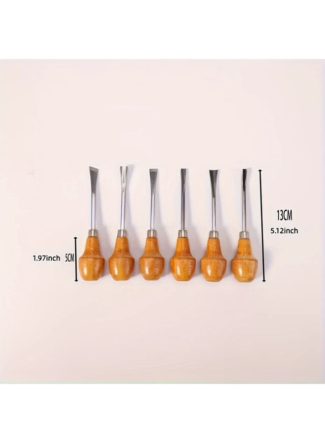 6pcs Wood Carving Chisel Set High Carbon Steel Handcrafted Engraving Tools For DIY Woodworking - Image 4