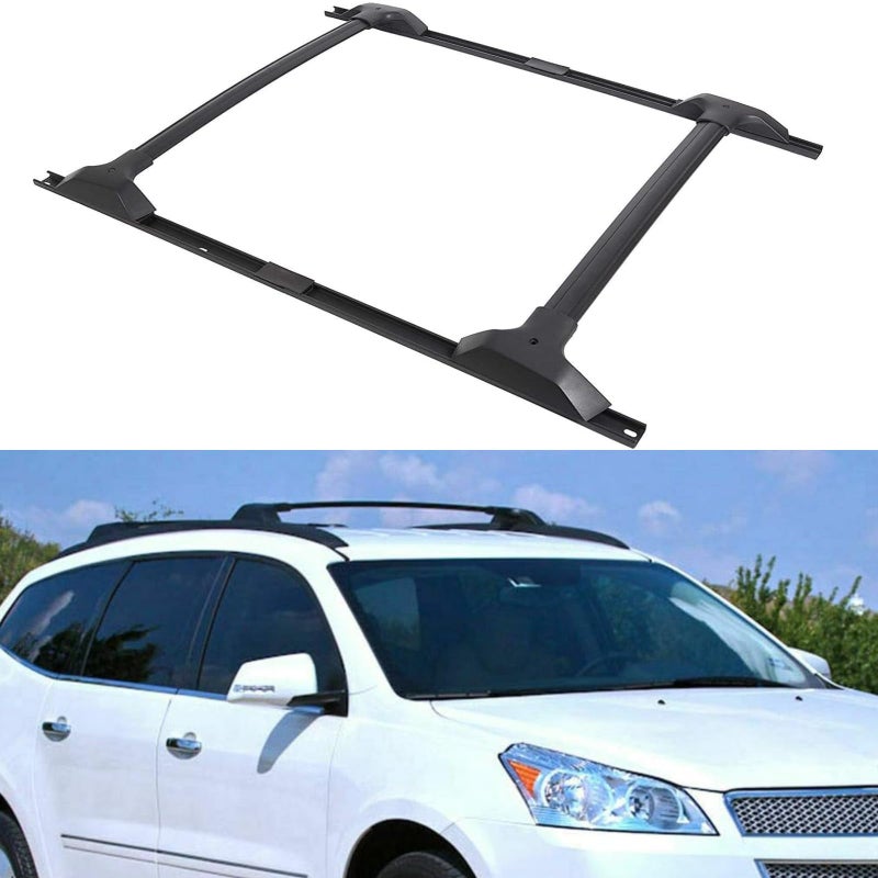 Roof Rack Set 4Pcs Side RailsCross Bars 20092017 for Chevrolet Traverse Top Rails Black Aluminum