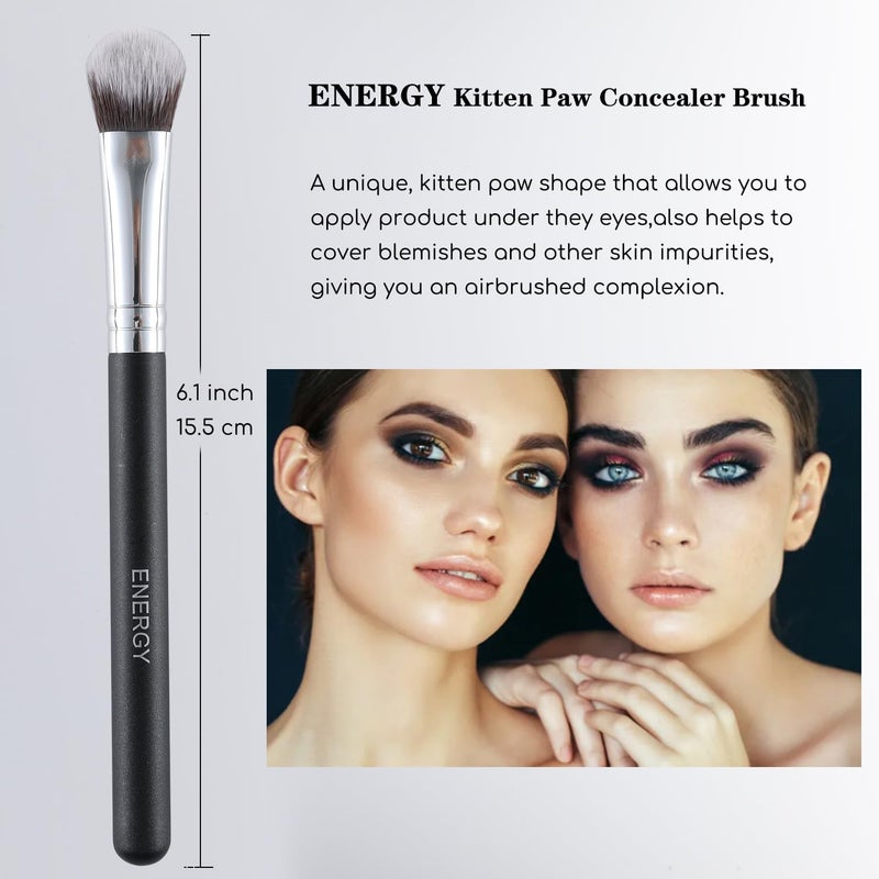Energy Kitten Paw Concealer Brushes Set Under Eye Setting Powder Makeup Brushes for Liquid Cream Powder Makeup Blending Buffing Nose Contouring Small Foundation Brushes Set - Image 3