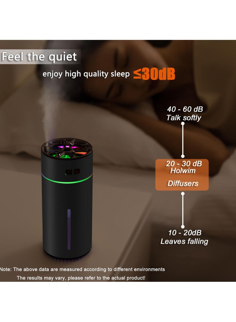 سيوسي موزع روائح الزيوت العطرية للسيارة بدون ماء، مرطب يعمل بالبطارية بفوهة مزدوجة 300 مل، مع أضواء ملونة وأوضاع رش مختلفة، موزع روائح عطرية لاسلكي فائق الهدوء - Image 3