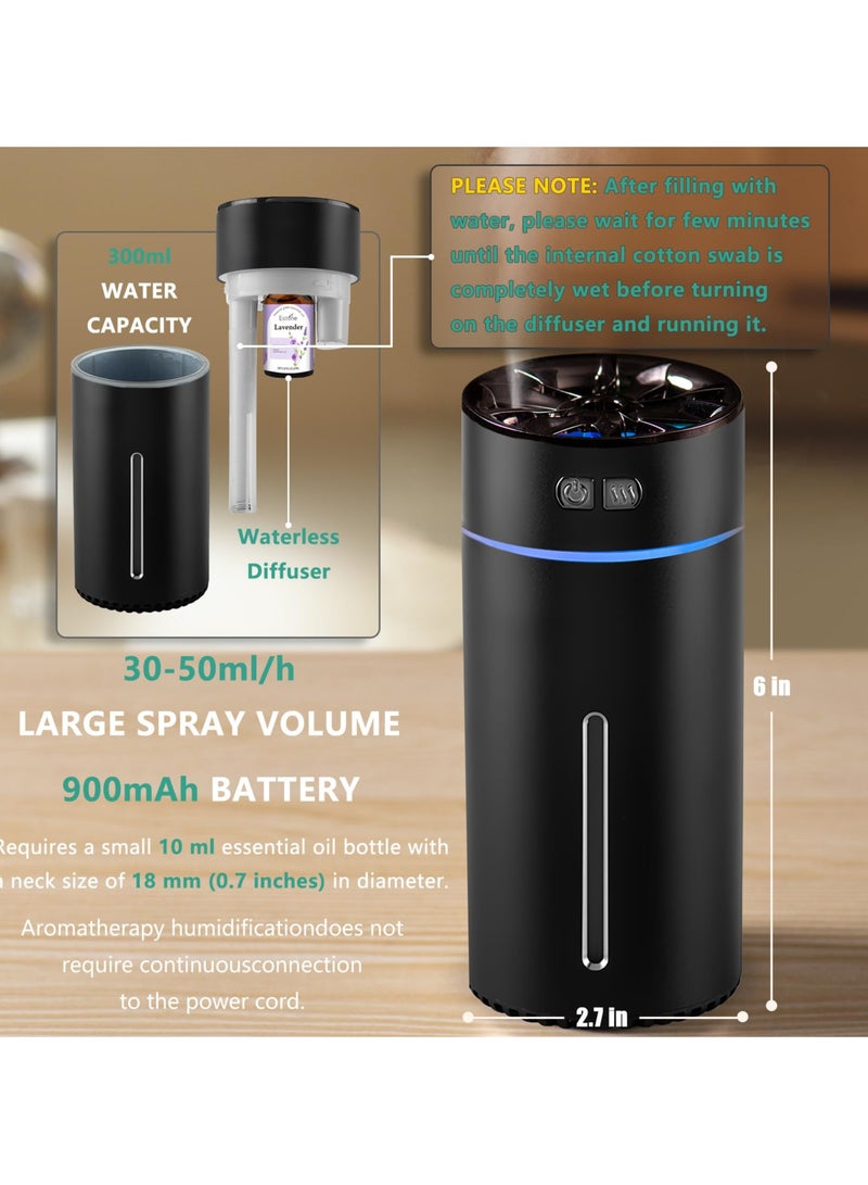 سيوسي موزع روائح الزيوت العطرية للسيارة بدون ماء، مرطب يعمل بالبطارية بفوهة مزدوجة 300 مل، مع أضواء ملونة وأوضاع رش مختلفة، موزع روائح عطرية لاسلكي فائق الهدوء - Image 4