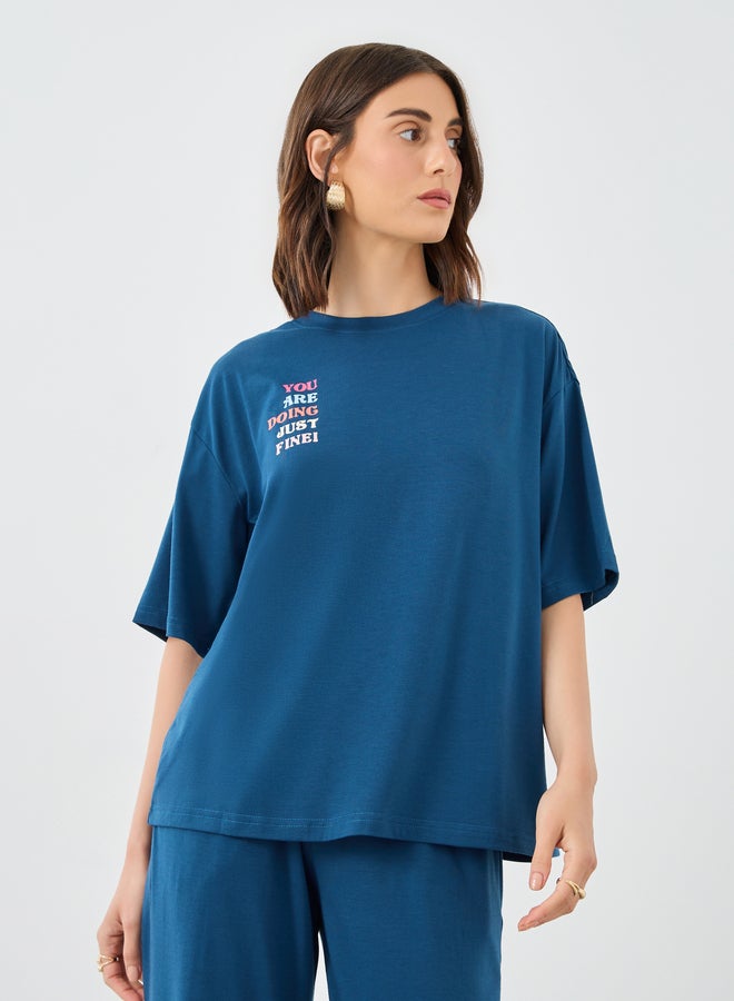 Take Two Slogan Print Relaxed Fit Top and Joggers Co-Ords - Image 3