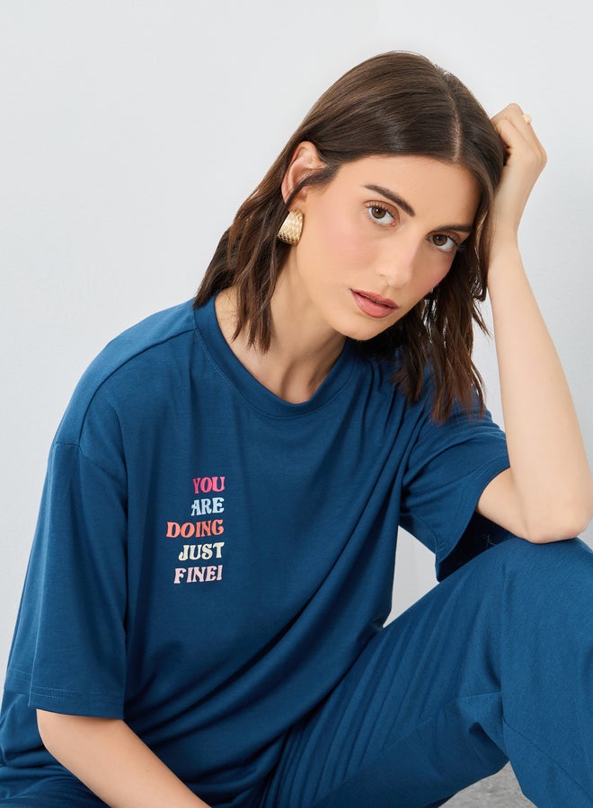 Take Two Slogan Print Relaxed Fit Top and Joggers Co-Ords - Image 4
