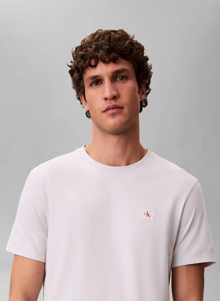 Calvin Klein Jeans Marble Gray Cotton Badge T-shirt for Men | Best Price UAE