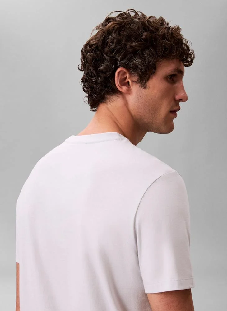 Calvin Klein Jeans Marble Gray Cotton Badge T-shirt for Men | Best Price UAE