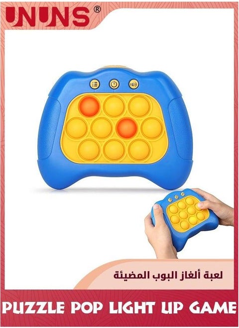 Pop Fidget Toys,Puzzle Light Up Game,Electronic Quick Push Game,Squeeze Sensory Toys,Handheld Console Cool Stuff Toys,Gift For Adults Teens Kids Stress Relief And Brain Exercise,Blue