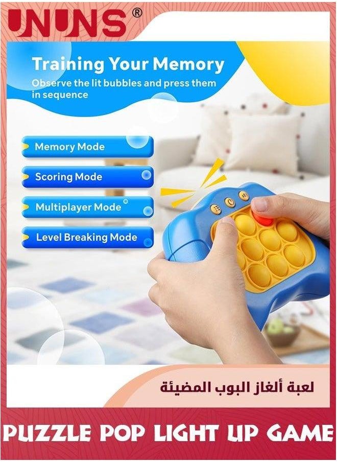Pop Fidget Toys,Puzzle Light Up Game,Electronic Quick Push Game,Squeeze Sensory Toys,Handheld Console Cool Stuff Toys,Gift For Adults Teens Kids Stress Relief And Brain Exercise,Blue