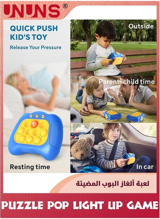 Pop Fidget Toys,Puzzle Light Up Game,Electronic Quick Push Game,Squeeze Sensory Toys,Handheld Console Cool Stuff Toys,Gift For Adults Teens Kids Stress Relief And Brain Exercise,Blue