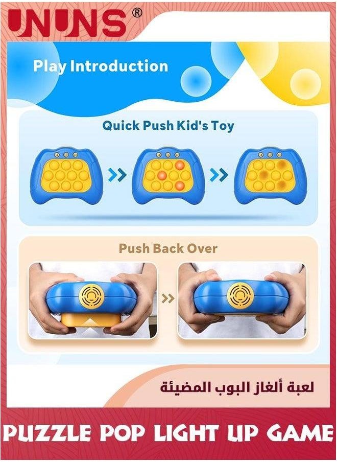Pop Fidget Toys,Puzzle Light Up Game,Electronic Quick Push Game,Squeeze Sensory Toys,Handheld Console Cool Stuff Toys,Gift For Adults Teens Kids Stress Relief And Brain Exercise,Blue