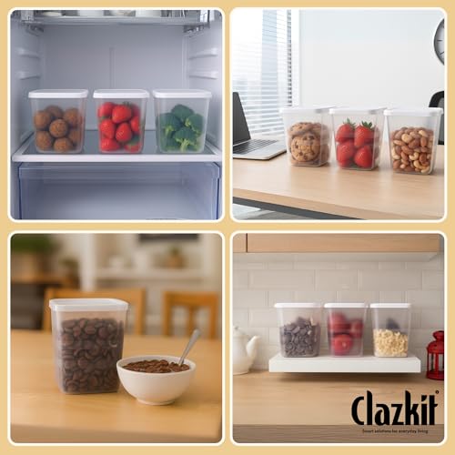 Clazkit صناديق تخزين بلاستيكية للثلاجة من كلزكيت مع غطاء (عبوة من 6) – 1200 مل حاويات تخزين طعام بلاستيكية، بيضاء | منظمات الفريزر والثلاجة | مجموعة تخزين المطبخ | ملحقات المطبخ المنزلي - Image 4