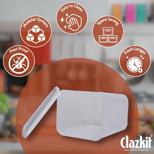 Clazkit صناديق تخزين بلاستيكية للثلاجة من كلزكيت مع غطاء (عبوة من 6) – 1200 مل حاويات تخزين طعام بلاستيكية، بيضاء | منظمات الفريزر والثلاجة | مجموعة تخزين المطبخ | ملحقات المطبخ المنزلي - Image 5