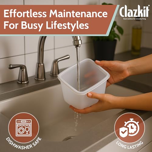 Clazkit صناديق تخزين بلاستيكية للثلاجة من كلزكيت مع غطاء (عبوة من 6) – 1200 مل حاويات تخزين طعام بلاستيكية، بيضاء | منظمات الفريزر والثلاجة | مجموعة تخزين المطبخ | ملحقات المطبخ المنزلي - Image 3
