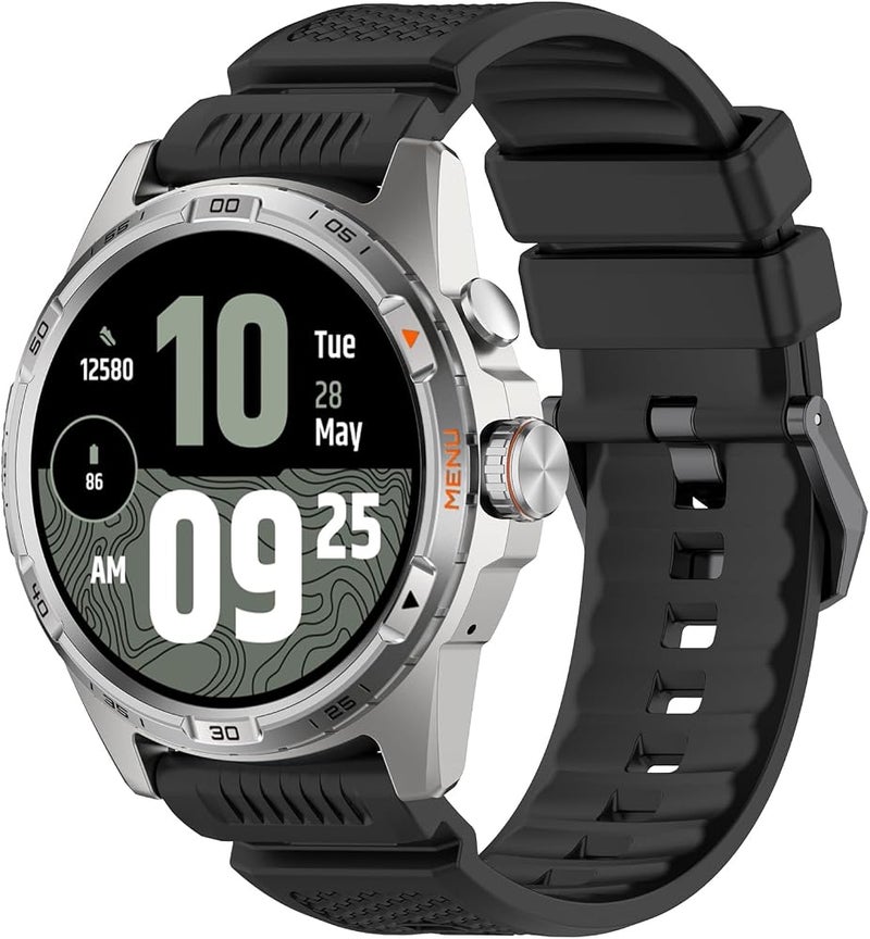 أربطة معصم قابلة للتعديل من نوع Disscool بقياس 24 مم، متوافقة مع ساعات Ticwatch Atlas/Pro 5 Enduro/Pro 5، مصنوعة من السيليكون المريح، مزودة بحزام إطلاق سريع (أسود) - Image 2