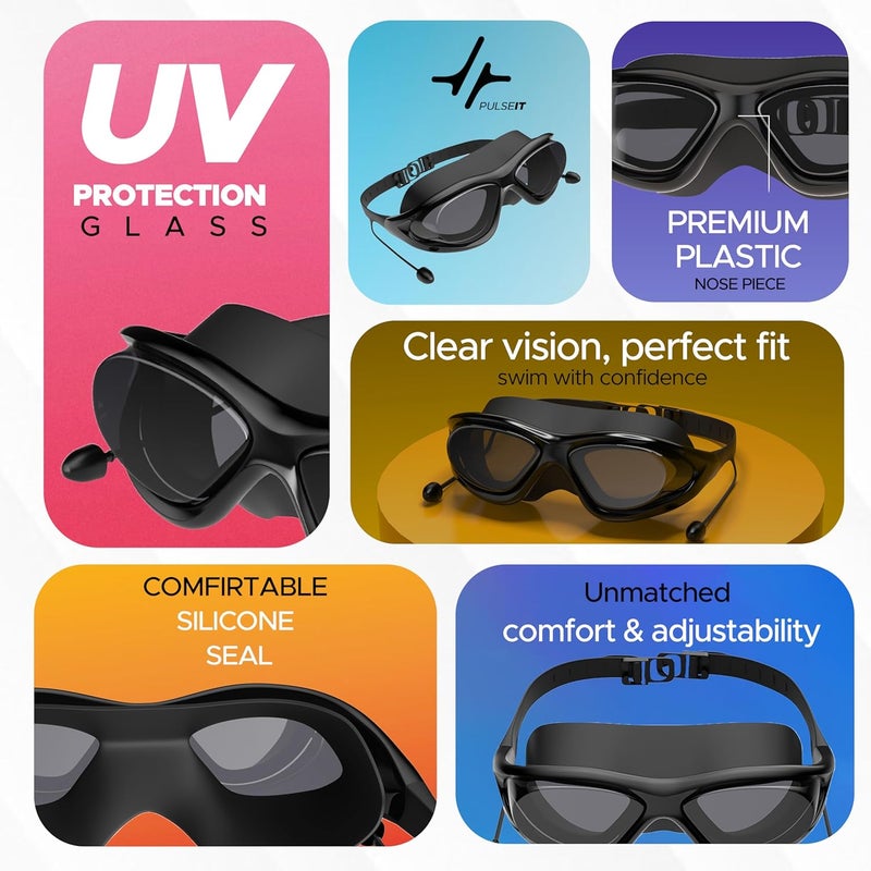 PulseITGlide Swim Goggles with Ear Plugs Anti-Fog Swimming Goggles for Adult Men, Women, Youth & Kids Perfect for Swimming, Pool, and Outdoor Activities (PulseGlide) - Image 2