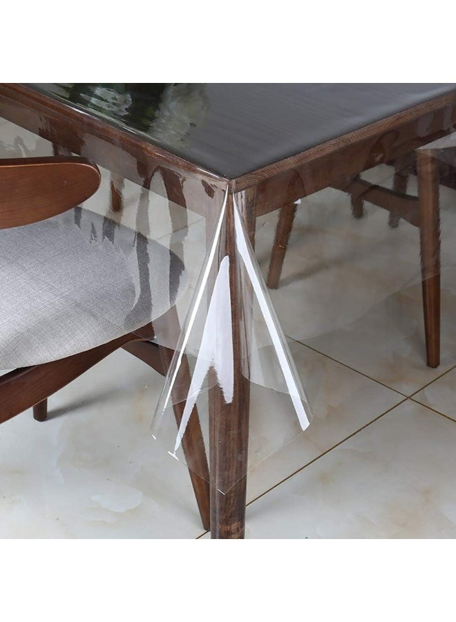 Waterproof and oil-resistant clear vinyl protective tablecloth, rectangular shape, transparent plastic, 1.4 x 2.6 meters - Image 1