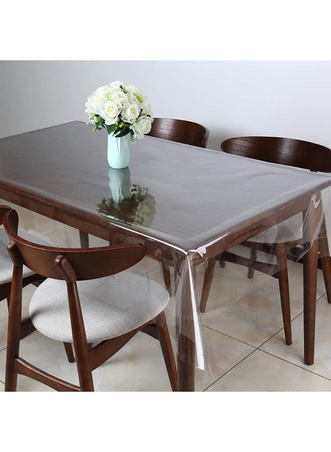 Waterproof and oil-resistant clear vinyl protective tablecloth, rectangular shape, transparent plastic, 1.4 x 2.6 meters - Image 2