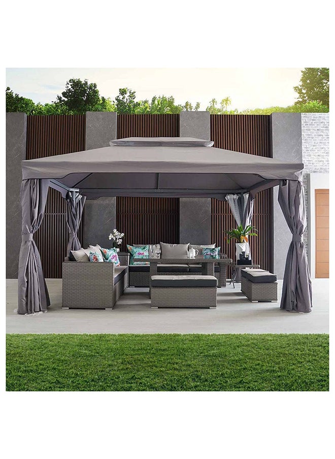 DANUBE HOME Roma Gazebo Aluminum Frame With Polyester Roof Rectangle Shape With Curtain And Net Water And UV Resistant Garden Patio Canopy Modern Outdoor Furniture 3x4m Grey  - Image 1