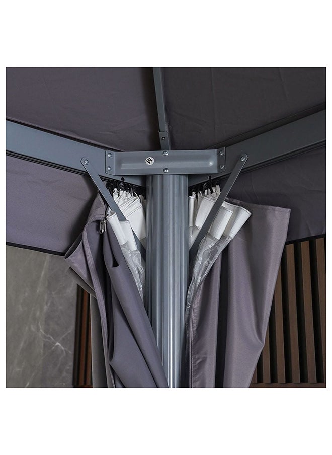 DANUBE HOME Roma Gazebo Aluminum Frame With Polyester Roof Rectangle Shape With Curtain And Net Water And UV Resistant Garden Patio Canopy Modern Outdoor Furniture 3x4m Grey  - Image 4