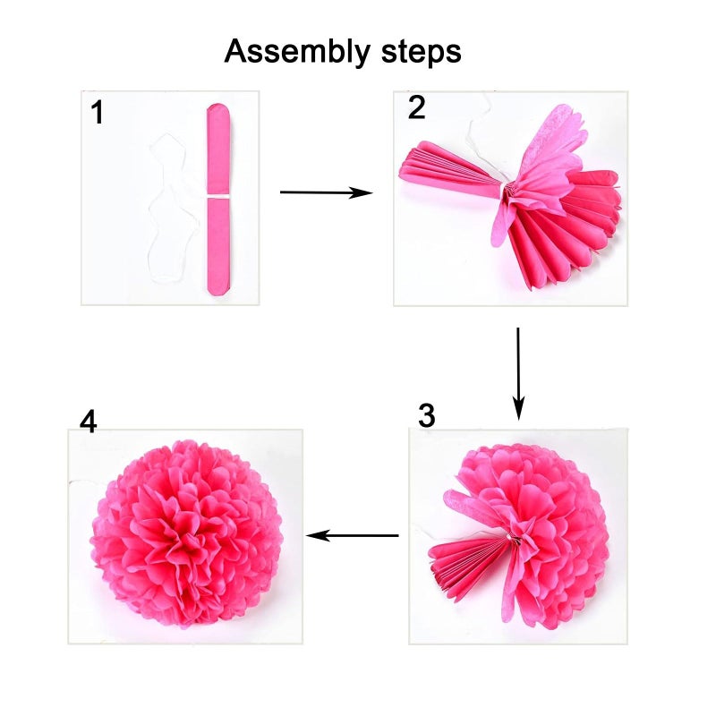 Aimto 12pcs Rainbow Paper Pom Poms Decorations for Party Ceiling Wall Hanging Tissue Flowers Decorations - 6 Colors of 12 Inch  10 Inch - Image 3