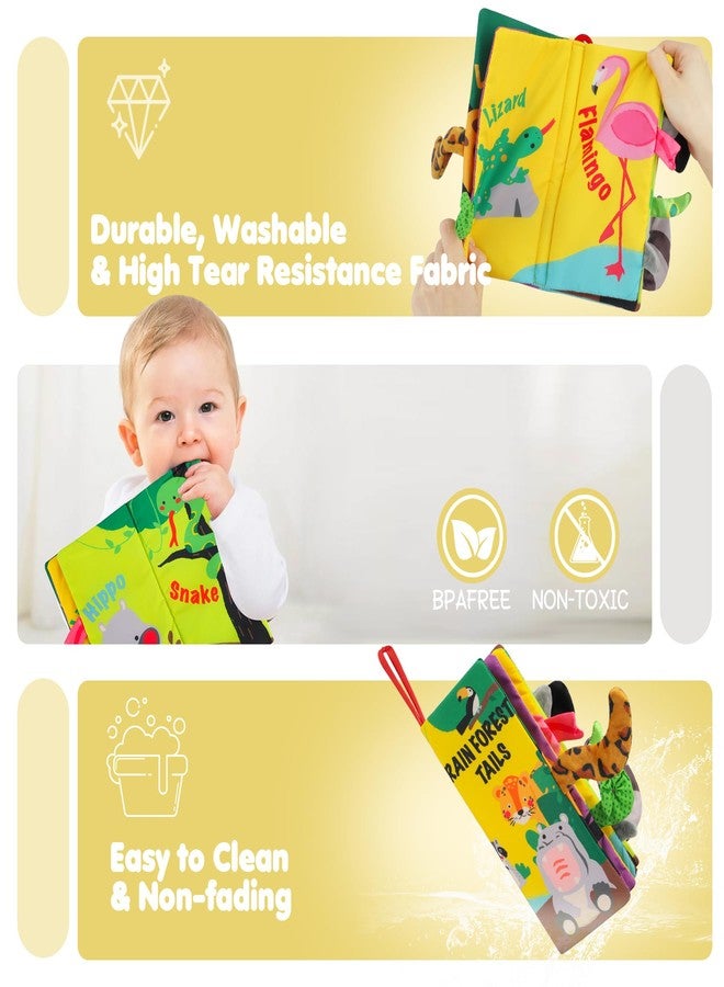 beiens Soft Tails Books, Activity Crinkle Books, Non-Toxic Cloth Books Set for Newborns, Infants & Toddler Toys, Interactive Baby Girl & Baby Boy Toys Rainforest B07TSMG36D - Image 3