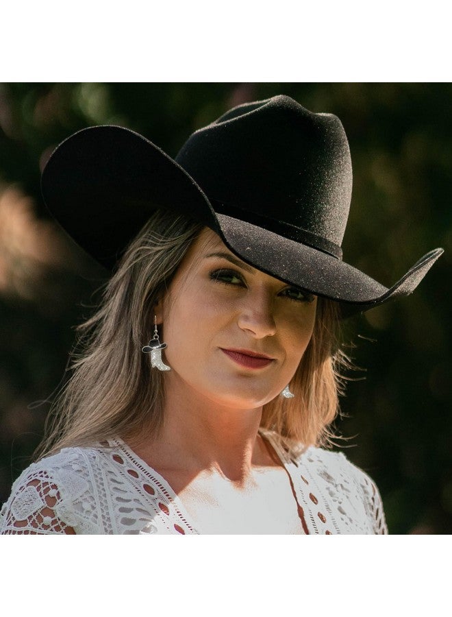 RechicGu Rhinestone Western Boots Earrings Cowgirl Cowboy Enamel Hat Bohemian Rodeo Boot Drop Dangle Earrings For Women Black Hat - Image 4