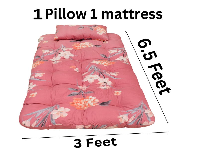 NEXTGO Silicone Folding Geist and Traveling Single Mattress (Soft, Medium,Micro Coir,Cotton 36''x78'',3 X 6.5 ft, Pink and Multi Print) - Image 2