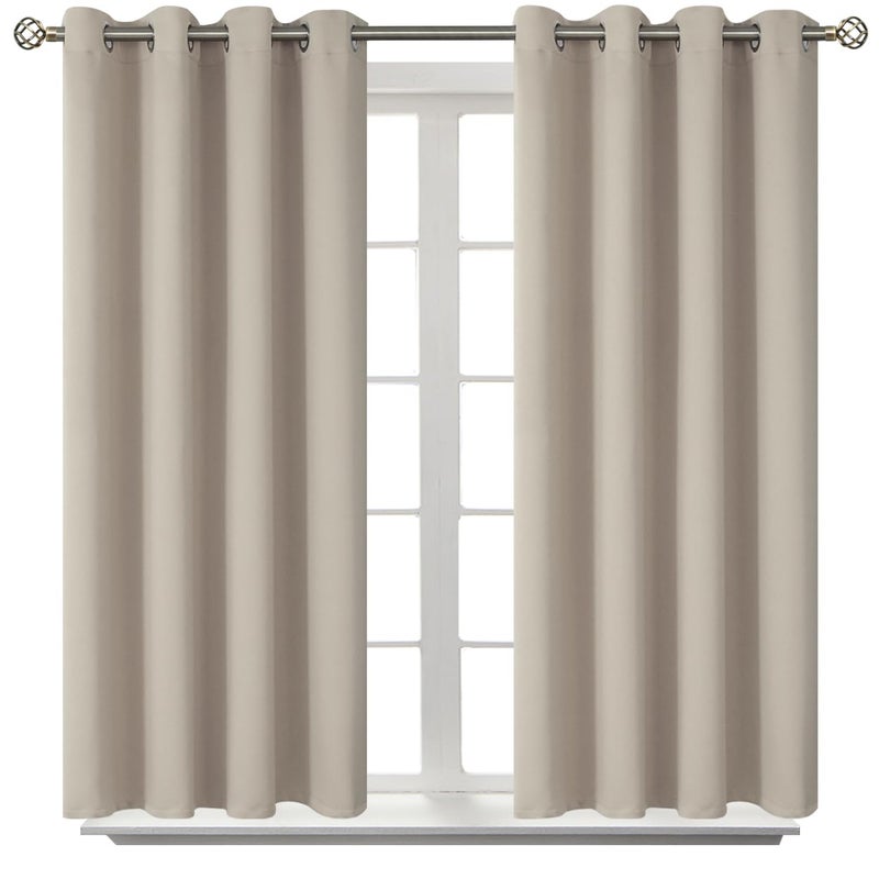 BGment Room Darkening Curtains 45 Inches Long - Grommet Thermal Insulated Drapes Window Treatment Curtains for Bedroom  2 Panels  52 x 45 Inch  Camel - Image 1