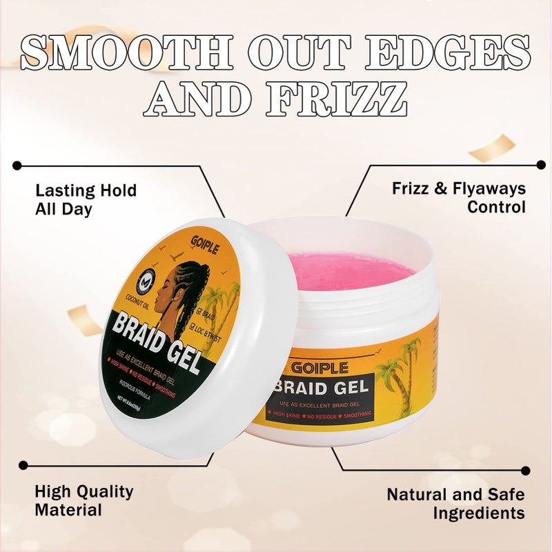 Goiple Extra Hold Braiding Kit - Smoothing Gel for Twists, Locs, Braids, Cornrows, High Shine Long Lasting Braid Mousse Foam, and Bonnet Tool - Image 3
