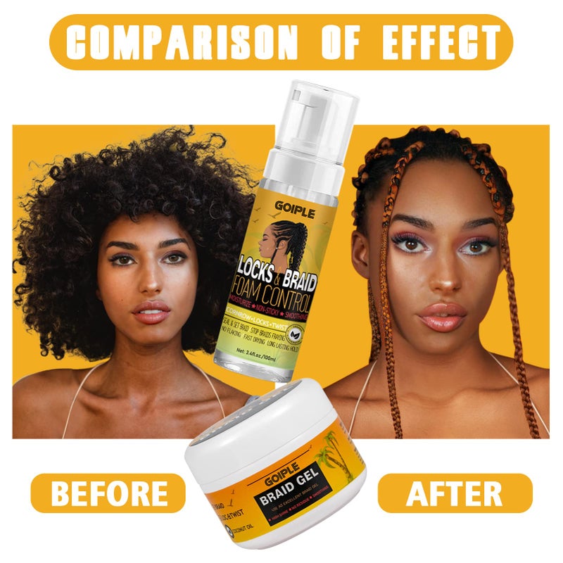 Goiple Extra Hold Braiding Kit - Smoothing Gel for Twists, Locs, Braids, Cornrows, High Shine Long Lasting Braid Mousse Foam, and Bonnet Tool - Image 4