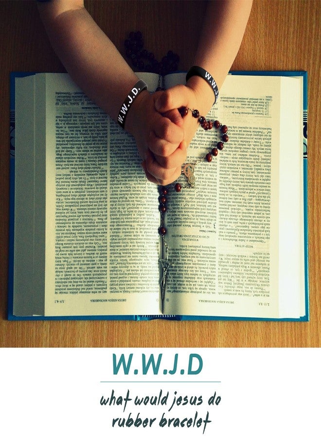Jadive سوار مطاطي WWJD من Jadive 20 قطعة ماذا كان سيفعل يسوع أساور سيليكون للنساء والرجال سوار ملهم تحفيزي هدايا دينية مسيحية (أسود) - Image 3