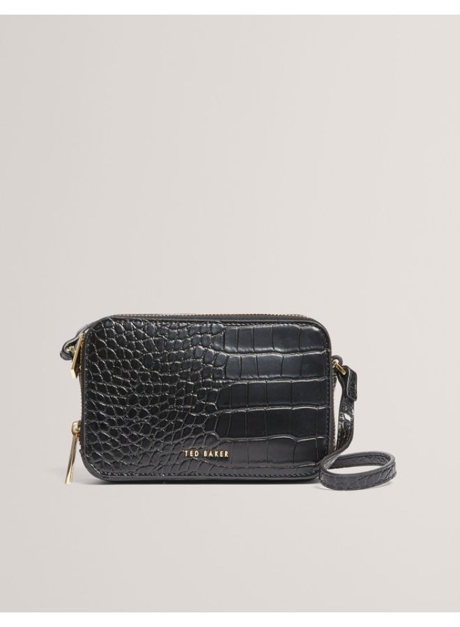 Ted Baker Double Zip Croc Effect Mini Camera Bag - Image 1
