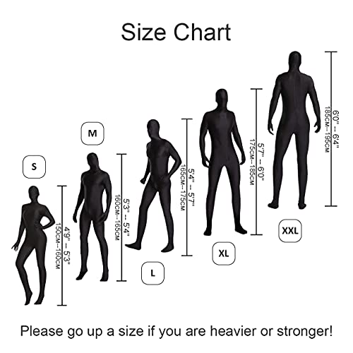 woahee Spandex Suit Full Body Suit, Men Women Zentai Suit Men Costume Black X-Large - Image 4