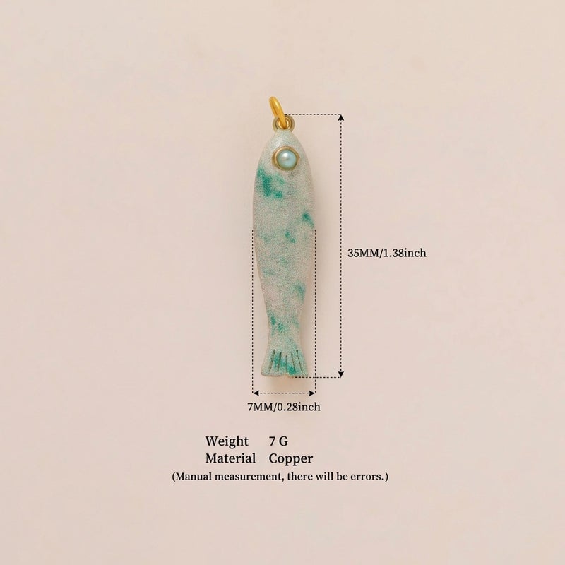 قلادة معلقة سمكة ملونة مطلي بالذهب عيار 14 قيراطًا نحاس مجوهرات DIY - Image 3