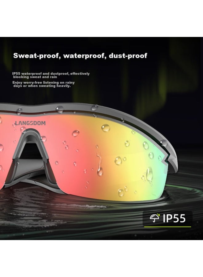 Langston Airnova Bluetooth Glasses Earphones Smart Glasses Integrated Music Calling Outdoor Sports Running Cycling Compatible With Apple Huawei Xiaomi Phones Flame Red - Image 3