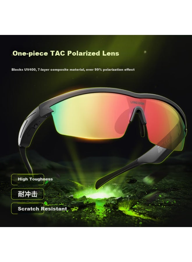 Langston Airnova Bluetooth Glasses Earphones Smart Glasses Integrated Music Calling Outdoor Sports Running Cycling Compatible With Apple Huawei Xiaomi Phones Flame Red - Image 2