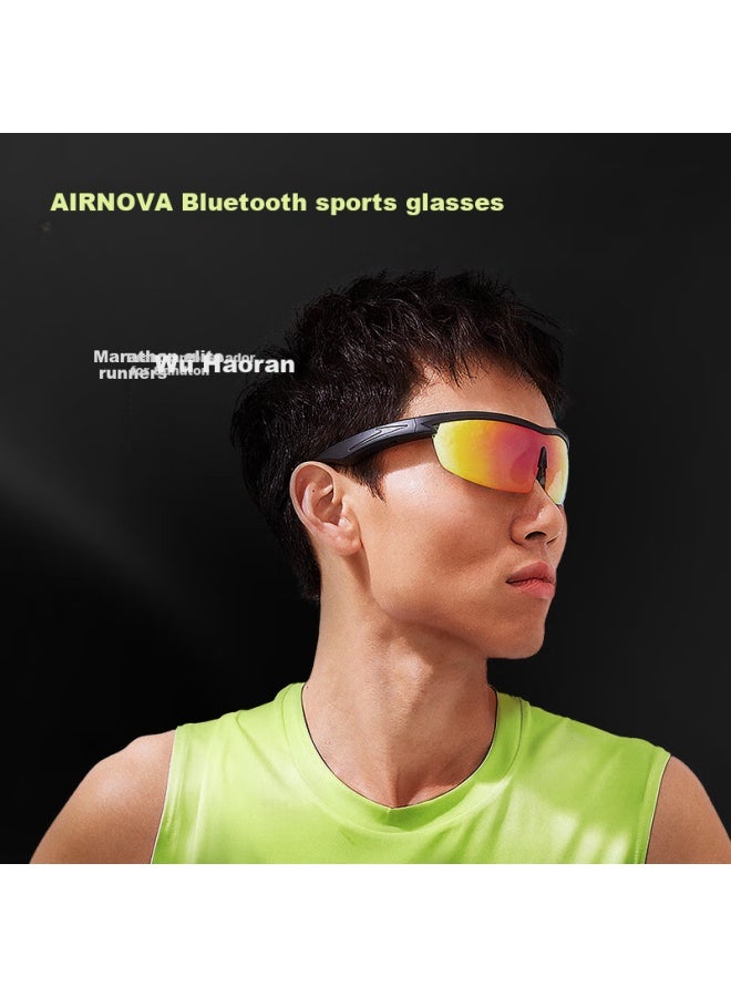 Langston Airnova Bluetooth Glasses Earphones Smart Glasses Integrated Music Calling Outdoor Sports Running Cycling Compatible With Apple Huawei Xiaomi Phones Flame Red - Image 1