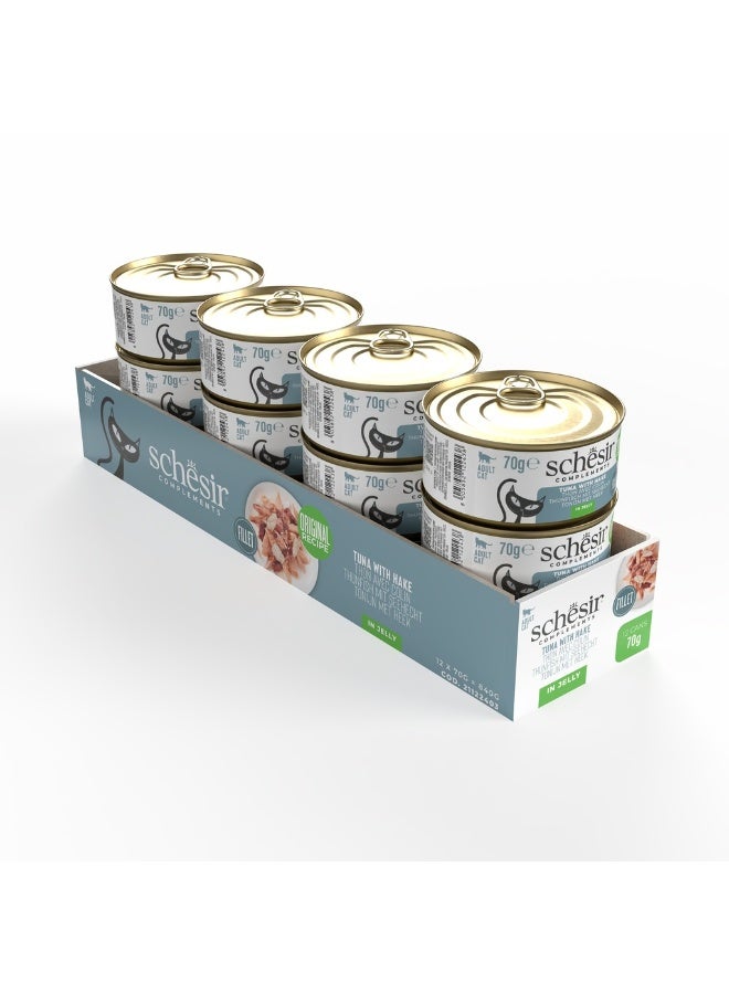 Schesir Complements Cat Wet Food, Tuna with Hake in Jelly Can, 70g - Image 5