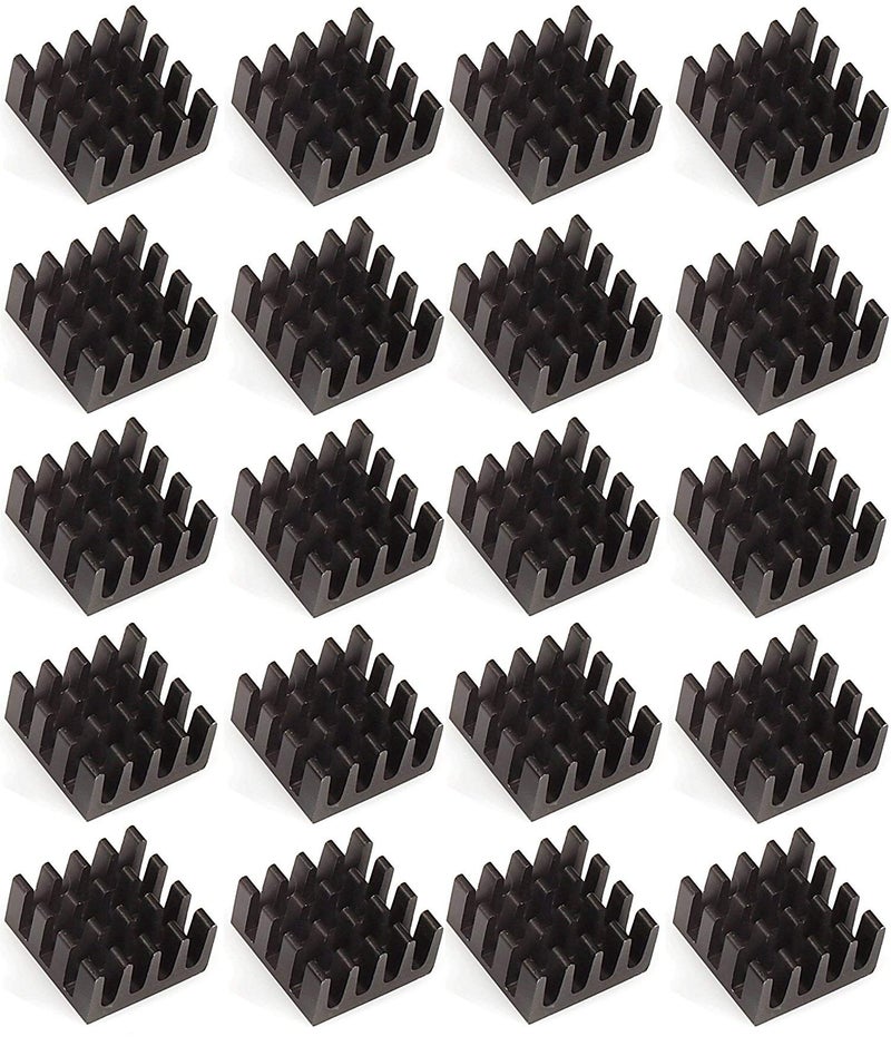 Easycargo 20pcs 14mm Heatsink 14x14x7mm, Black Anodized Aluminum Heat Sink for Cooling Cooler GPU Chips VRAM VGA VRAM RAM (14mmx14mmx7mm)