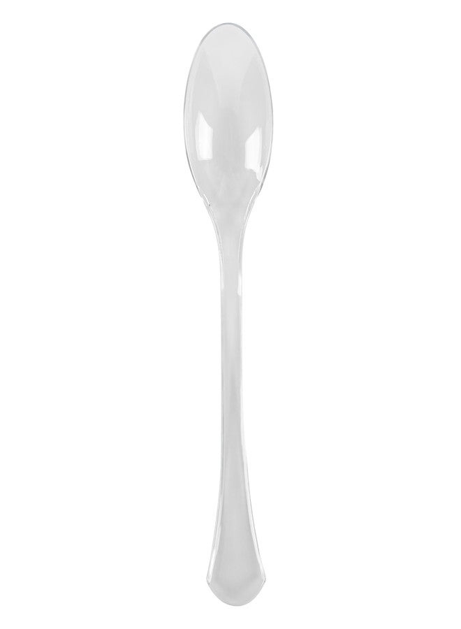 Restaurantware-Cater Tek 9.8 Inch Catering Spoons, 10 Disposable Serving Utensils - Comfortable Handle, Serve Hot And Cold Food, Clear Plastic Serving Spoons, For Parties, Buffets, Catering Events - Image 2