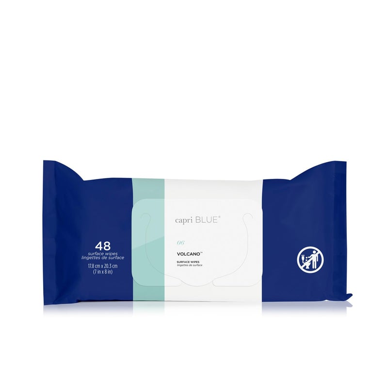 Capri Blue Volcano Multi Surface Wipes - Multi-Purpose Cleaning Wipes with Grapefruit & Tangerine Essential Oils - Safe for Countertops, Walls, and More - Non-toxic, Vegan & Cruelty Free (48 count) - Image 1