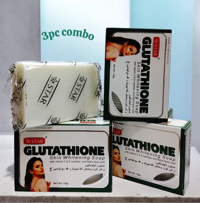 Star SZ Star Glutathione Skin Brightening Soap COMBO PACK - Vitamin C, E, Rosehip & Alpha Lipoic Acid 135g - Image 2