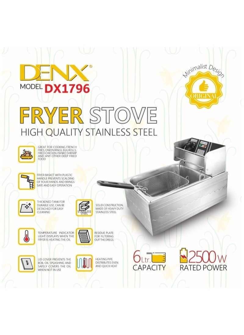 Denx - Oil Fryer 6 Liters 2500 Watts From DENX model DX1796 - Image 1